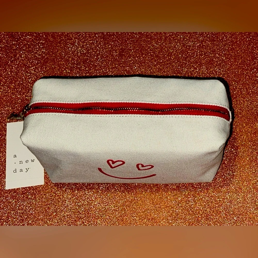 A New Day Canvas Smiley Face Make Up/Travel Pouch